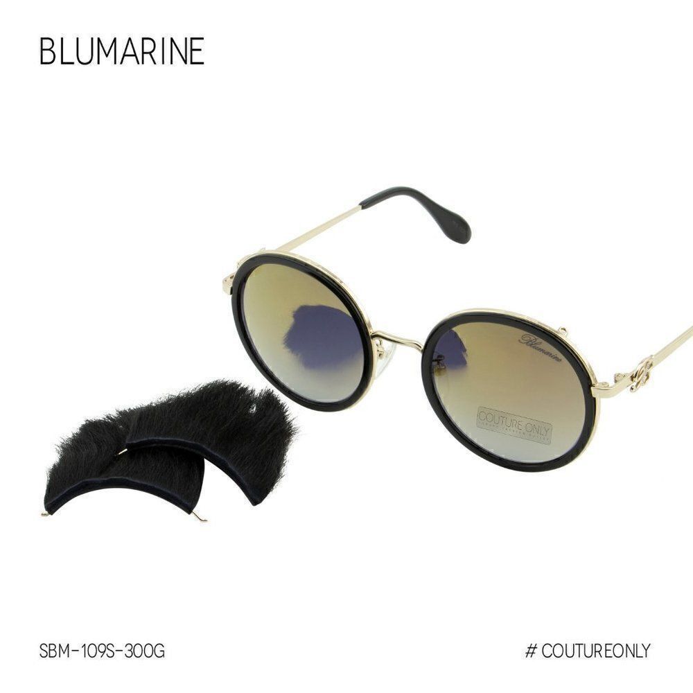New Blumarine Black & Gold Women Sunglasses Round SBM-109S Faux-Fur Limited Ed. - Picture 9 of 14